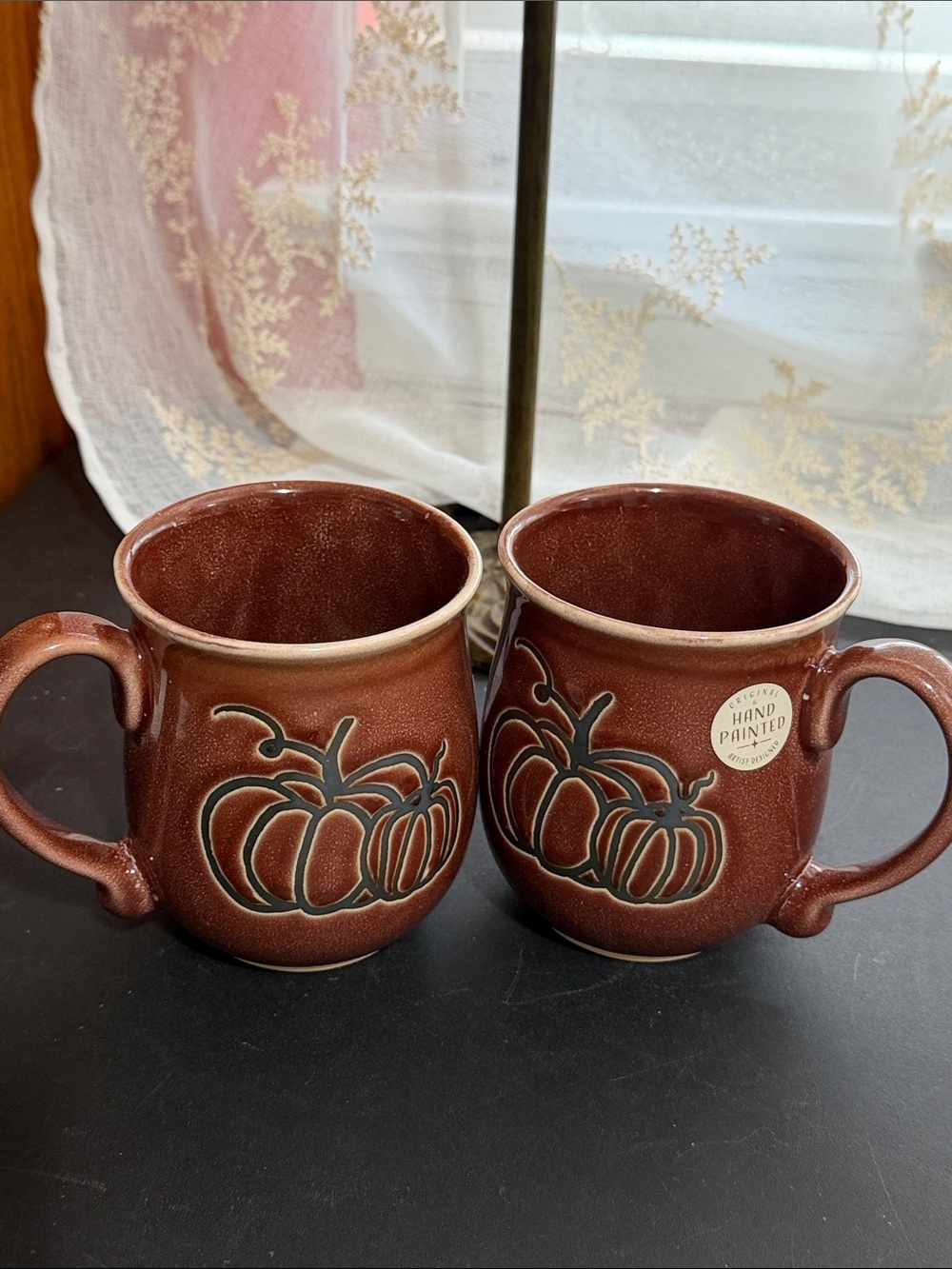 Spectrum pumpkin set of 2 ceramic mugs